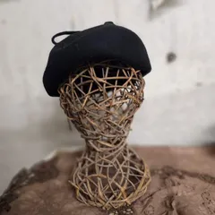 Euro vintage(ヨーロッパヴィンテージ) big ribbon design felt black beret 大きなリボンデザイン付きブラックフェルトベレー帽 ブラック
