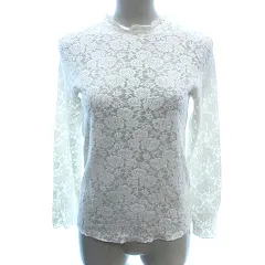 ビス ViS カットソー ボトルネック チュール レース 長袖 F アイボリー 白 ホワイト /AU