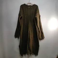 カーキ色 ケーブル編み ニット ロング ONE PIECE サイズ 105 110 冬 510431