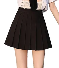 プリーツ スカート ボトムス Lサイズ レディース ミニ シンプル 無地 カジュアル 韓国風 ブラック R10293