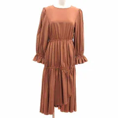 ルイルエブティック RUIRUE BOUTIQUE シャツワンピース フレア ロング 長袖 M 茶 ブラウン /YK