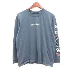 アンダーアーマー UNDER ARMOUR カットソー Tシャツ クルーネック プリント 長袖 L 紺 ネイビー /MN