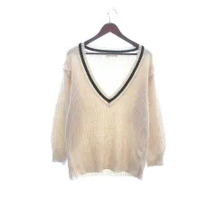 マジェスティックレゴン MAJESTIC LEGON ニット セーター Vネック 2way 長袖 フレンチスリーブ M アイボリー 白 ホワイト /YK