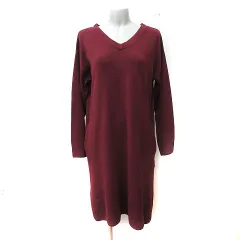 アズールバイマウジー AZUL by moussy ニットワンピース ひざ丈 長袖 M ワインレッド /YI