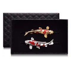 Yoursfs おもしろ ネクタイピン コイ 黒 赤 ネクタイピン 可愛い 鯉 魚 ネクタイ ピン 真鍮製 メンズ おしゃれアクセサリー プレゼント