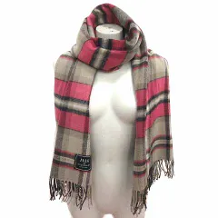 ジルバイジルスチュアート JILL by JILLSTUART ストール マフラー 大判 フリンジ チェック ベージュ ピンク 黒 ブラック /YK