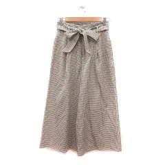 インデックス INDEX ワイドパンツ チェック ウエストマーク M 茶 ブラウン ベージュ 白 ホワイト /MS