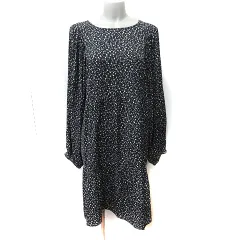 ロペピクニック ROPE Picnic ワンピース ロング 長袖 総柄 38 M 黒 ブラック /YI