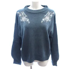 アズノウアズ as know as ニット セーター ラウンドネック 刺繍 ボリュームスリーブ 長袖 グレー /AU ■MO