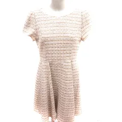 エルディープライム LD prime ワンピース Aライン ひざ丈 半袖 総柄 ツイード L ベージュ /RT