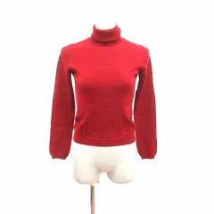 コムサ COMME CA ニット カットソー タートルネック 長袖 ウール 9 赤 レッド /YK