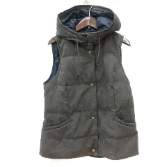 ゴールデンベア GOLDEN BEAR ダウンベスト 前開き 総裏地 フード フェイクスエード M グレー /MN