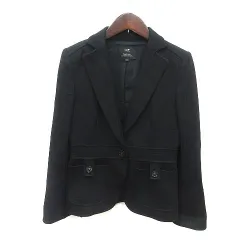 23区 オンワード樫山 テーラードジャケット ウール 総裏地 長袖 32 XS 黒 ブラック /MS