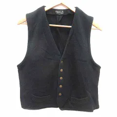 アニエスベーオム Agnes b. homme ベスト ジレ 前開き 裏フリース 黒 ブラック /YKのサムネイル