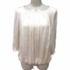 ミッシェルクラン MICHEL KLEIN ブラウス 長袖 38 M アイボリー 白 ホワイト /YK