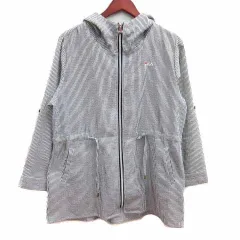 フィラ FILA ジャケット パーカー ジップアップ ストライプ 長袖 LL グレー 白 ホワイト /YK