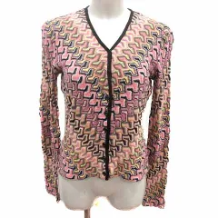 ミッソーニ MISSONI カーディガン ニット Vネック 総柄 長袖 ウール マルチカラー /YK