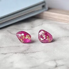 ピンク キラキラ ピアス シンプル ゴールド 金箔 かわいい 上品【606】