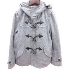 ナノユニバース nano universe ダッフルコート 総裏地 フード付 ウール カシミヤ混 L グレー /RT