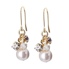 LOKUMI ピアス 金属アレルギー対応 日本製 パール ビジュー フック フックピアス レディース シンプル 小ぶり ショート 揺れる スイング 人気 オフィス ギフト プレゼント ニッケルフリー cu-10 (K24ゴールド) 1