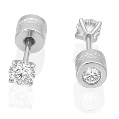 HSP ピアス レディース サージカルステンレス メンズ 立爪ジュエル キュービックジルコニア ネジ式 リバーシブル 両耳用 男女兼用 ダイヤモンドクリア/4mm 0