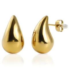 [Minaette] ピアス レディース ティアドロップ 金属アレルギー対応 雫型 サージカルステンレス キャッチ ステンレス シリコン しずく シルバー ゴールド (ゴールド, small) 0