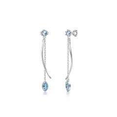 FH.bird トパーズ ピアス レディース 人気 ゆれる 大人【優美な線】チェーンピアス 水色 金属アレルギー対応 11月誕生石 彼女 友達 上品 普段使い パーティー おおみそか 誕生日プレゼント女性 人気 0