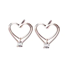 LOKUMI ピアス 金属アレルギー対応 日本製 ハート ハートピアス ビジュー レディース シンプル 小さい 小ぶり プチ スタッド 人気 オフィス ギフト プレゼント ニッケルフリー cu-27 (ピンクゴールド) 1