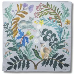 【松尾ミユキ / Matsuo Miyuki】Handkerchief Two cats｜ ハンカチーフ 2キャッツ ｜ 猫ネコcat