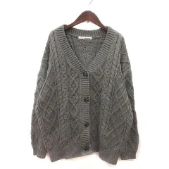 ミスティウーマン mysty woman カーディガン ニット ケーブル 長袖 F 茶 ブラウン /MS