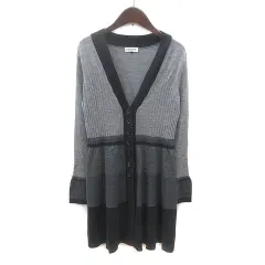 ヒロコビス HIROKO BIS エッセンシャル essentiel カーディガン ニット ロング ウール リブ 長袖 9 グレー 黒 ブラック /MSのサムネイル