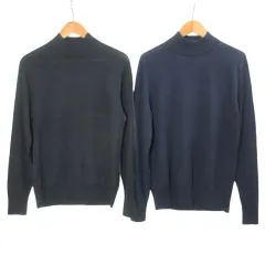ユニクロ UNIQLO 22AW 2点セット エクストラファインメリノモックネックセーター ニット 351-450537 長袖 色違い おまとめ M ブラック ネイビー /X