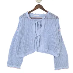 ehka sopo エヘカソポ 通年 ニット★ メッシュ リボン カーディガン ボレロ Sz.F レディース