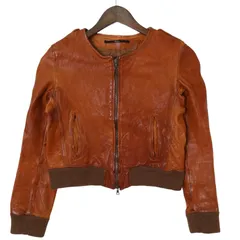 Edition エディション トゥモローランド 羊革★ リアル ラム レザー ノーカラー ジップ ジャケット Sz.38 レディース