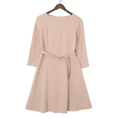 NATURAL BEAUTY BASIC ナチュラルビューティーベーシック 秋冬 ベルト★ 長袖 ワンピース Sz.M レディース ピンク