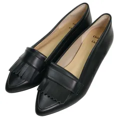 Odette e Odile オデットエオディール 通年★ フリンジ ローファー フラットシューズ 靴 Sz.23 1/2 レディース 黒 日本製