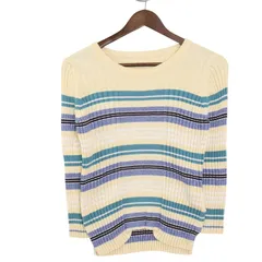 Simplicite シンプリシテェ 通年 マルチボーダー★ リブ ニット セーター Sz.F レディース