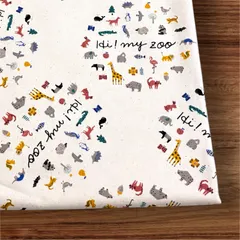 オックス 生地 50cm Hi my zoo 動物 ぞう きりん生地 綿 カットクロス アイボリー
