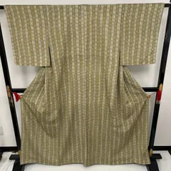 縮緬 小紋 正絹 染めの素敵なデザイン 縞 袷 着物MK-593のサムネイル