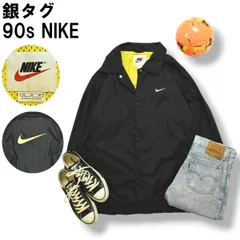 【人気】 銀タグ 90s ヴィンテージ ナイキ NIKE ナイロン コーチ ジャケット 裏メッシュ M ブラック x イエロー メンズ
