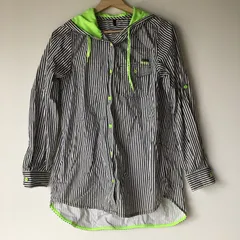 ロデオクラウンズ ストライプフーディー レディース S ブラック 2821202510220003