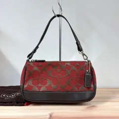 未使用級　Coach Accessory Pouch Bag Red&Brown