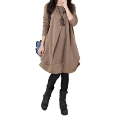 【新品】 [MSFQSNB] ワンピース レディース 長袖 ロング ふんわり おしゃれ 体型カバー 上品 おしゃれ 可愛い 着痩せ ファッション カジュアル オフィス 普段着 カジュアル 通勤 春 秋 冬 0