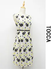 J457/美品 TOCCA ノースリーブワンピース フレア レース 0