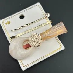 【新品】定価1870円 ヘアアクセサリー ヘアクリップ＋ヘアピン ラインストーン キレイ 3本セット◆