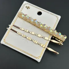 【新品】定価2090円 ヘアアクセサリー ヘアクリップ＋ヘアピン ゴールド 花 小さめ キレイ 3本セット◆