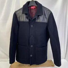 極美 Supreme Donkey Jacket Lサイズ メルトンウール ドンキー ジャケット 肩レザー Navy 紺 Supreme - Donkey Jacket -