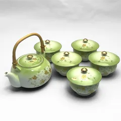 ◼︎未使用保管品◼︎【有田焼　瑞祥】急須・蓋付湯呑5客セット　桜柄金彩