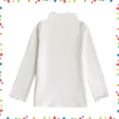【人気商品】110 100 90 80 120 上着 女の子 部屋着 キッズ スタンドカラー 130 トップス インナー 春秋冬 ハイネック フリル 140 無地 綿 ガールズ カットソー 長袖 150 Tシャツ 子供服 Cheris] [Enfants