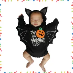 【人気商品】赤ちゃんコスプレ 寝相アート 1歳 かぼちゃ 0歳 仮装 ロンパース 写真映え こうもりなりきりマント 記念撮影 ベビーハロウィンコスチューム ギフト [メイマイオ] プレゼント